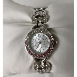 Heart Shaped Quartz Watch, Silver Tone with Spring Heart Bracelet